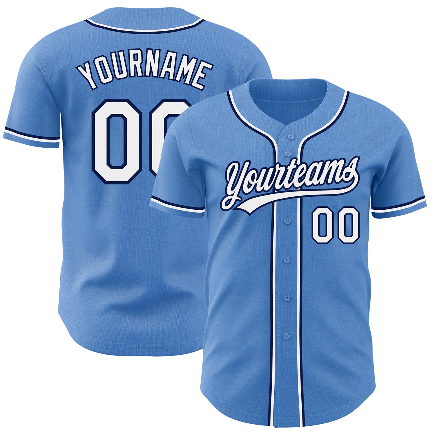 Personalized Powder Blue White-Navy Authentic Baseball Jersey