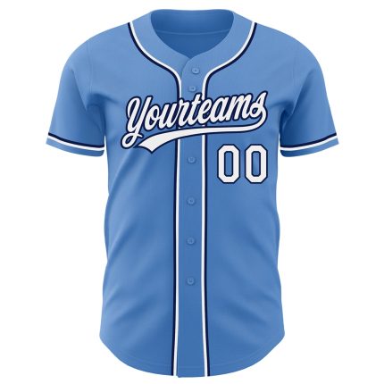 Personalized Powder Blue White-Navy Authentic Baseball Jersey