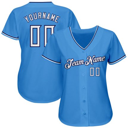 Personalized Powder Blue White-Navy Authentic Baseball Jersey Team Custom Name and Number