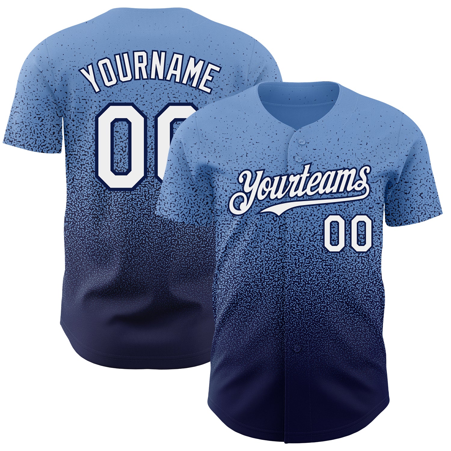 Personalized Powder Blue White-Navy Authentic Fade Fashion Baseball Jersey