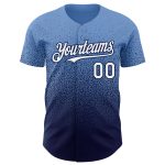 Personalized Powder Blue White-Navy Authentic Fade Fashion Baseball Jersey