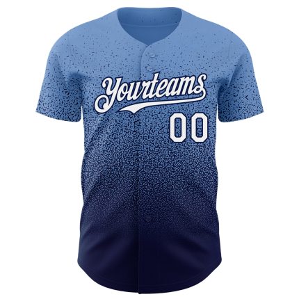 Personalized Powder Blue White-Navy Authentic Fade Fashion Baseball Jersey