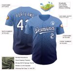Personalized Powder Blue White-Navy Authentic Fade Fashion Baseball Jersey