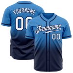 Personalized Powder Blue White-Navy Authentic Fade Fashion Baseball Jersey Team Custom Name and Number