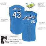 Personalized Powder Blue White-Navy Authentic Sleeveless Baseball Jersey Team Custom Name and Number