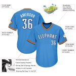 Personalized Powder Blue White-Navy Authentic Throwback Rib-Knit Baseball Jersey Shirt Team Custom Name and Number