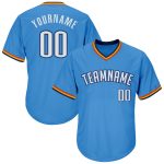 Personalized Powder Blue White-Navy Authentic Throwback Rib-Knit Baseball Jersey Shirt Team Custom Name and Number