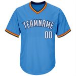 Personalized Powder Blue White-Navy Authentic Throwback Rib-Knit Baseball Jersey Shirt Team Custom Name and Number