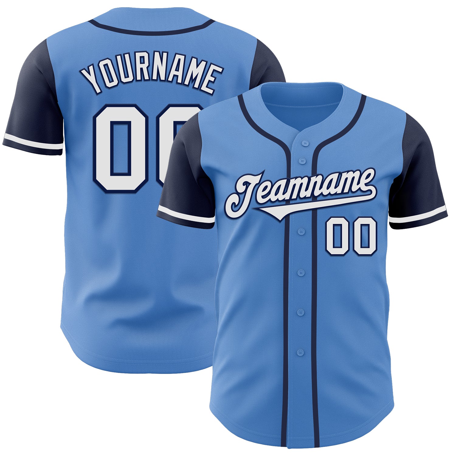 Personalized Powder Blue White-Navy Authentic Two Tone Baseball Jersey Team Custom Name and Number