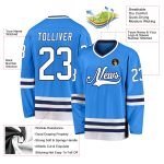 Personalized Powder Blue White-Navy Hockey Jersey Team Custom Name and Number