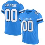 Personalized Powder Blue White-Navy Mesh Authentic Football Jersey