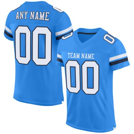 Personalized Powder Blue White-Navy Mesh Authentic Football Jersey