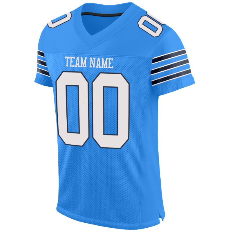 Personalized Powder Blue White-Navy Mesh Authentic Football Jersey Team Custom Name and Number