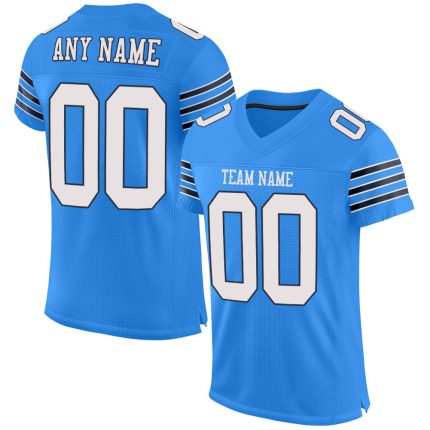 Personalized Powder Blue White-Navy Mesh Authentic Football Jersey Team Custom Name and Number