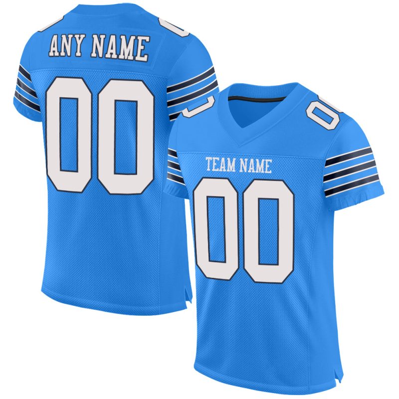 Personalized Powder Blue White-Navy Mesh Authentic Football Jersey Team Custom Name and Number