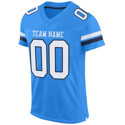 Personalized Powder Blue White-Navy Mesh Authentic Football Jersey