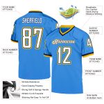 Personalized Powder Blue White-Navy Mesh Authentic Throwback Football Jersey Team Custom Name and Number