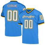 Personalized Powder Blue White-Navy Mesh Authentic Throwback Football Jersey Team Custom Name and Number
