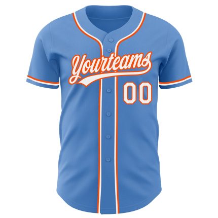 Personalized Powder Blue White-Orange Authentic Baseball Jersey Team Custom Name and Number