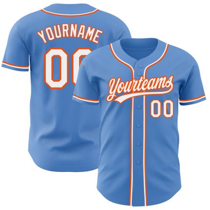 Personalized Powder Blue White-Orange Authentic Baseball Jersey Team Custom Name and Number