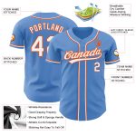 Personalized Powder Blue White-Orange Authentic Baseball Jersey Team Custom Name and Number