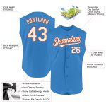 Personalized Powder Blue White-Orange Authentic Sleeveless Baseball Jersey Team Custom Name and Number