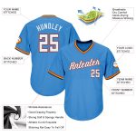 Personalized Powder Blue White-Orange Authentic Throwback Rib-Knit Baseball Jersey Shirt Team Custom Name and Number