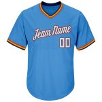 Personalized Powder Blue White-Orange Authentic Throwback Rib-Knit Baseball Jersey Shirt Team Custom Name and Number