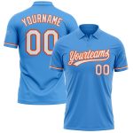 Personalized Powder Blue White-Orange Performance Vapor Golf Polo Shirt Team Custom Name and Number