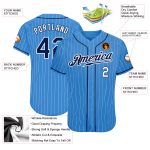 Personalized Powder Blue White Pinstripe Navy-White Authentic Baseball Jersey Team Custom Name and Number