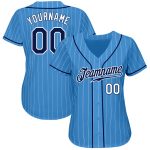 Personalized Powder Blue White Pinstripe Navy-White Authentic Baseball Jersey Team Custom Name and Number