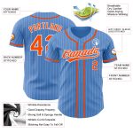 Personalized Powder Blue White Pinstripe Orange Authentic Baseball Jersey Team Custom Name and Number