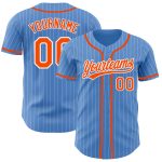 Personalized Powder Blue White Pinstripe Orange Authentic Baseball Jersey Team Custom Name and Number