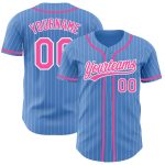 Personalized Powder Blue White Pinstripe Pink Authentic Baseball Jersey Team Custom Name and Number