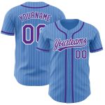 Personalized Powder Blue White Pinstripe Purple Authentic Baseball Jersey Team Custom Name and Number