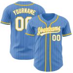 Personalized Powder Blue White Pinstripe Yellow Authentic Baseball Jersey Team Custom Name and Number