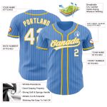 Personalized Powder Blue White Pinstripe Yellow Authentic Baseball Jersey Team Custom Name and Number