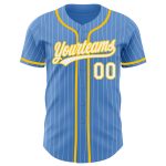 Personalized Powder Blue White Pinstripe Yellow Authentic Baseball Jersey Team Custom Name and Number