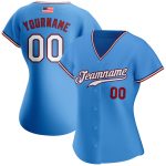 Personalized Powder Blue White-Red Authentic American Flag Fashion Baseball Jersey Team Custom Name and Number