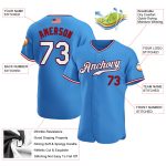 Personalized Powder Blue White-Red Authentic American Flag Fashion Baseball Jersey Team Custom Name and Number