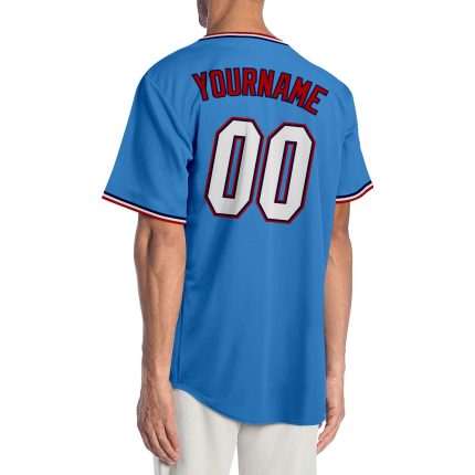 Personalized Powder Blue White-Red Authentic Baseball Jersey