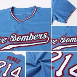 Personalized Powder Blue White-Red Authentic Baseball Jersey Team Custom Name and Number