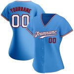 Personalized Powder Blue White-Red Authentic Baseball Jersey Team Custom Name and Number