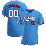 Personalized Powder Blue White-Red Authentic Baseball Jersey Team Custom Name and Number