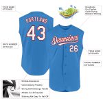 Personalized Powder Blue White-Red Authentic Sleeveless Baseball Jersey