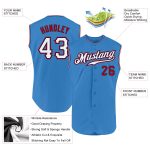 Personalized Powder Blue White-Red Authentic Sleeveless Baseball Jersey Team Custom Name and Number