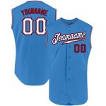 Personalized Powder Blue White-Red Authentic Sleeveless Baseball Jersey Team Custom Name and Number
