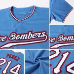 Personalized Powder Blue White-Red Authentic Softball Jersey Team Custom Name and Number