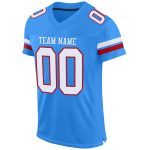 Personalized Powder Blue White-Red Mesh Authentic Football Jersey