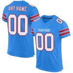 Personalized Powder Blue White-Red Mesh Authentic Football Jersey Team Custom Name and Number